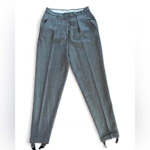Vintage DKNY Donna Karan Wool Houndstooth Stirrup Trousers | 80s Tailored Pants